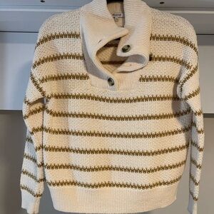 Madewell Cream and Brown Sweater